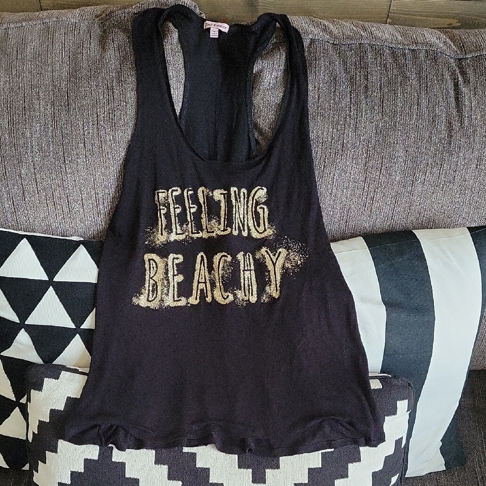 Juicy Couture Black Tank Top with Gold Print